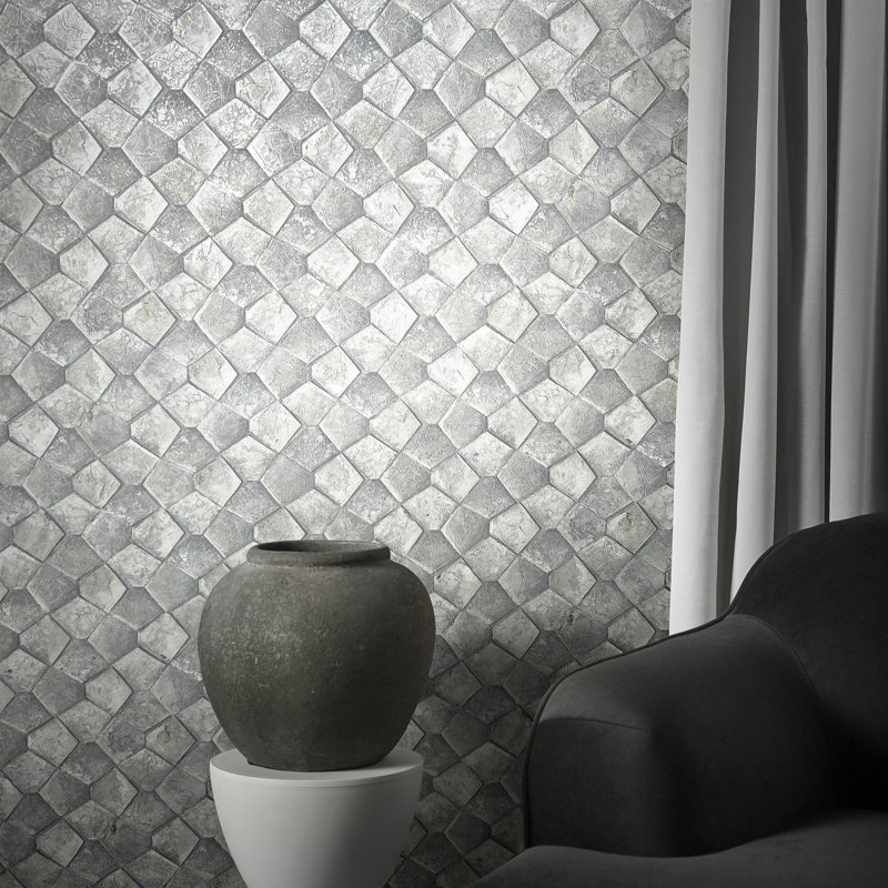 Eclectic 33cm x 70cm Wallpaper Roll, Silver