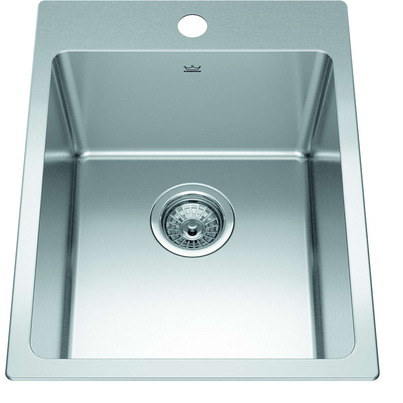 Brookmore 15.9'' L Single Bowl Stainless Steel Kitchen Sink, 3 hole