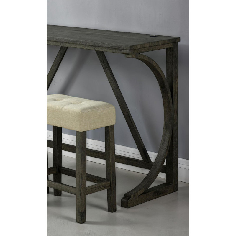 Table de salle à manger rectangulaire avec sièges de charge, brun et beige, pour coussins, style transitionnel