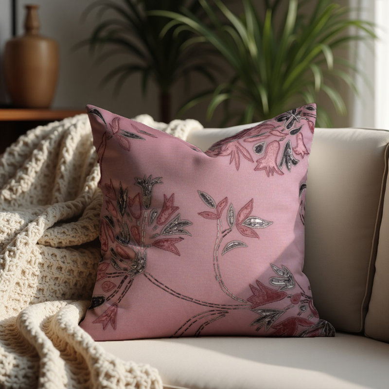 Floral Square Throw Pillow Covers Set with Digital Print – Christmas Decor 18x18 for Sofa and Bed