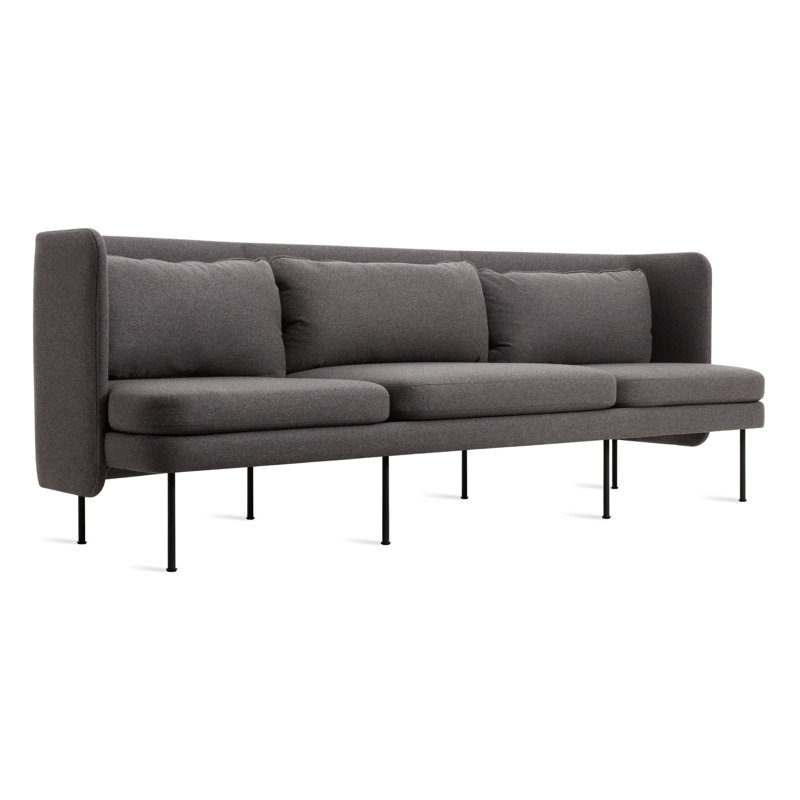 Bloke Sofa, Gabro Gray Wool Blend, 34" H x 95" W x 32" D, Oblivion