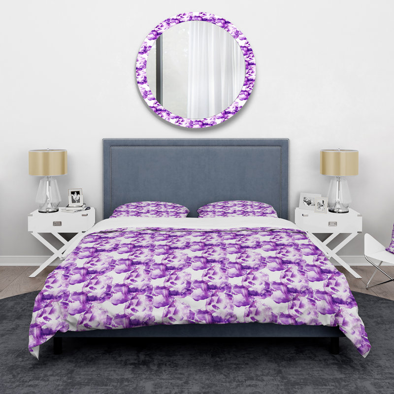 Polly-Anna Magic - cristaux mauves I - ensemble de housse de couette moderne - microfibre de polyester
