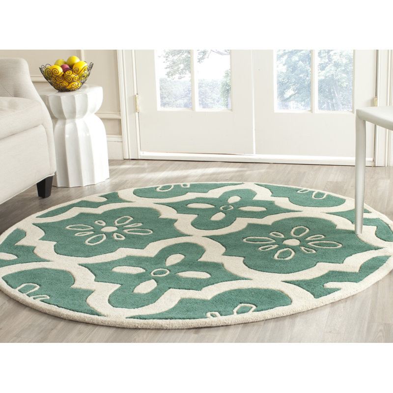 Carolene Hand Tufted Wool Geometric Rug, Round 5'