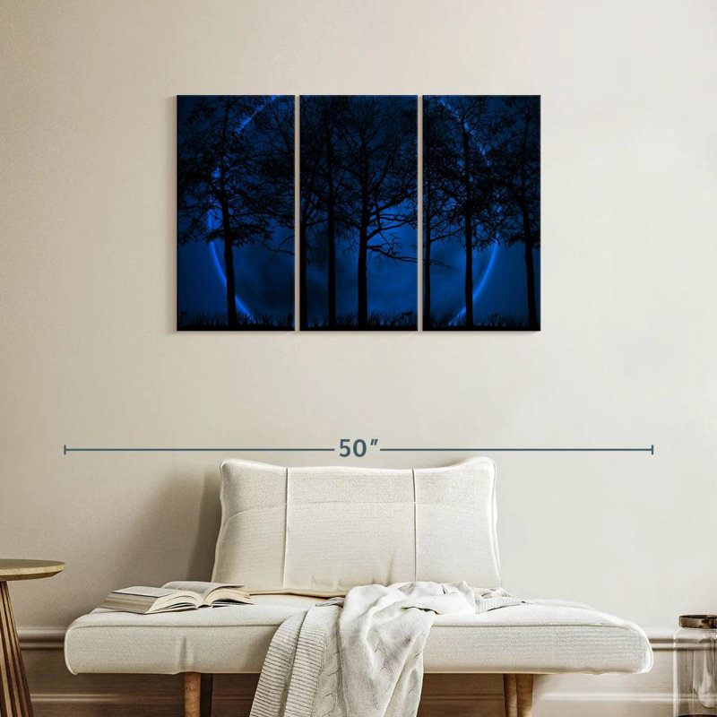 Silhouette de forêt bleue, H 24 po x l 38 po
