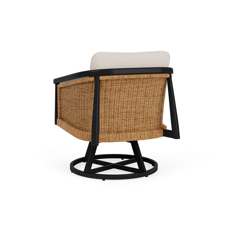 Galloway Swivel Lounge Chair In Tortoiseshell Finish, Canvas Canvas