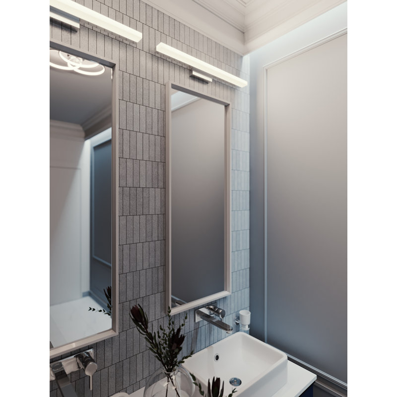 Barre d'éclairage de salle de bain à DEL 1 lumière Borka, Nickel satiné