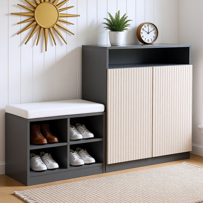 Shoe Cabinet With Bench And Cushion
