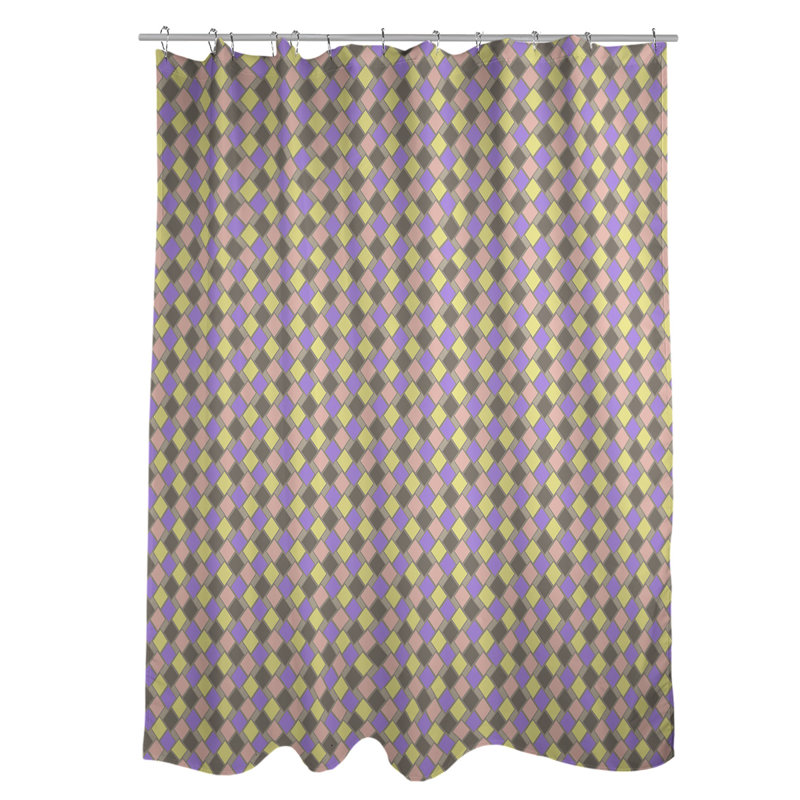 Rideau simple à motif de losanges Retro, Brun pastel
