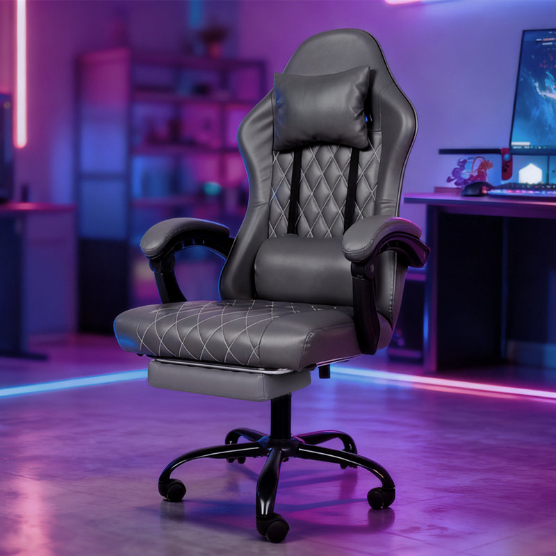 Gaming Chair with Headrest, Grey