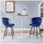 Ensemble de 2 tabourets de bar en velours tressé moderne avec structure en métal, tabouret de comptoir rembourré avec dossier en corde tissée pour îlot de cuisine, bar ou salle à manger - bleu