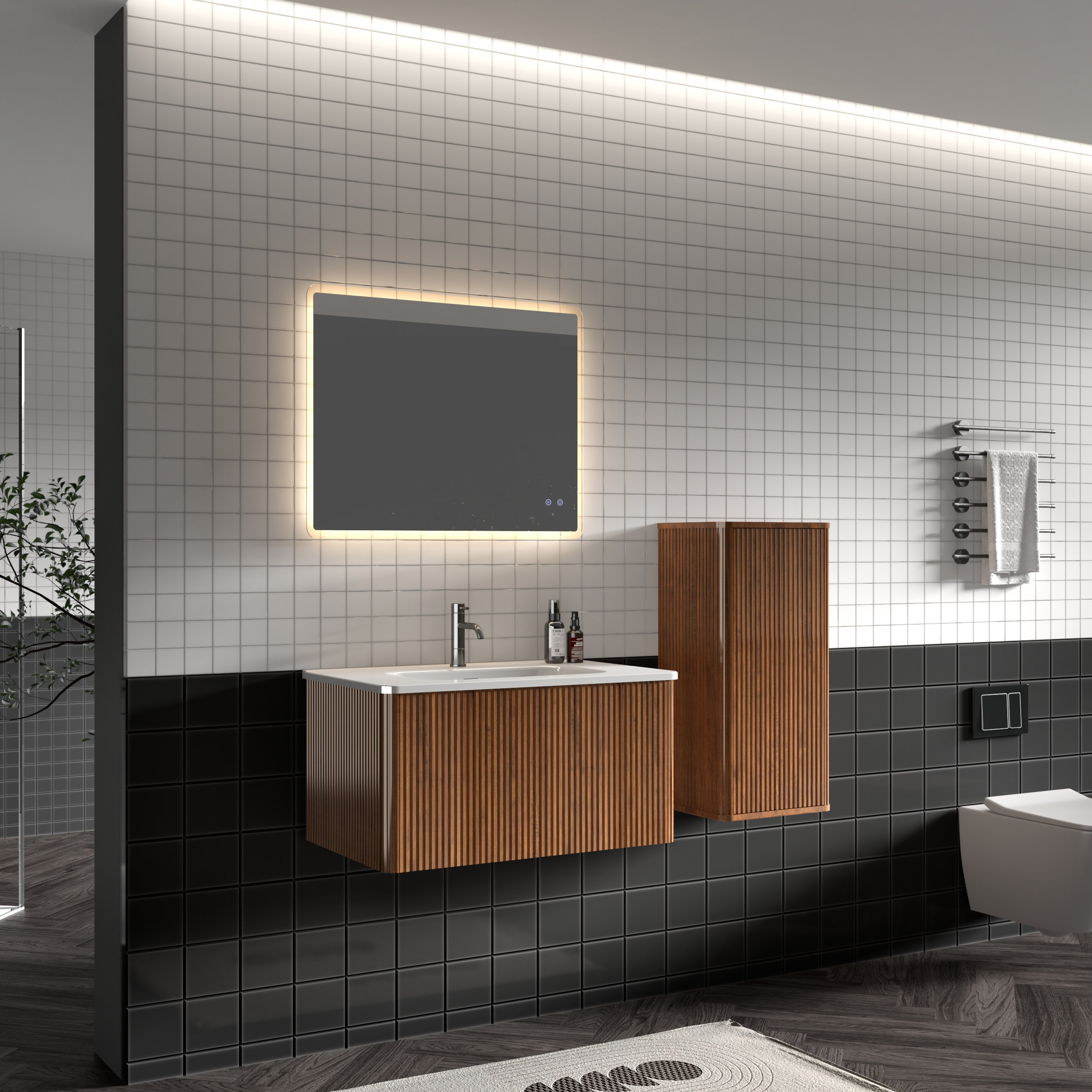 Wall Mounted Vanity with Ceramic Top