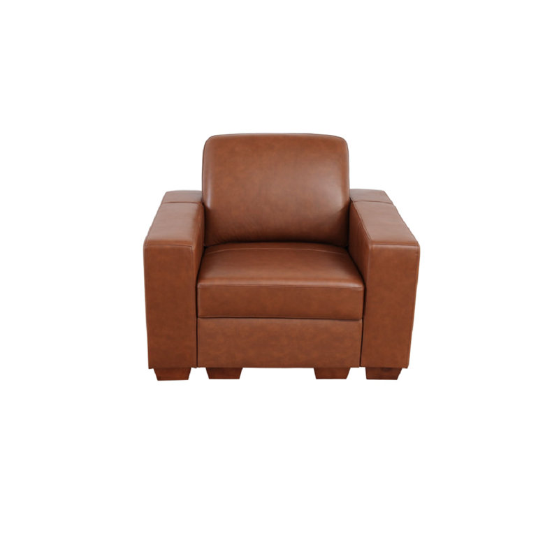 Grano Genuine Leather 44" Single Chair, Brown Genuine Leather