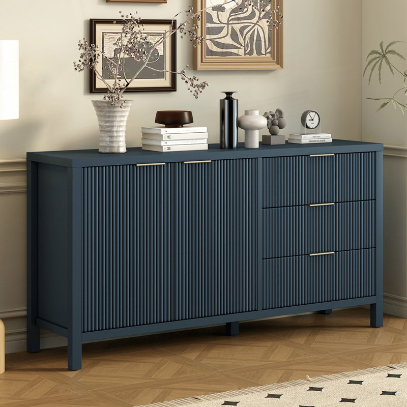 Multi-Functional Wooden Sideboard Sideboard, Navy Blue