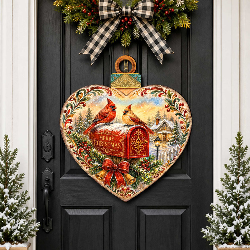 Crochet de porte de Noël en forme de cœur pour cardinaux et boîtes aux lettres de Noël par Debrekht