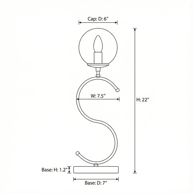 Lampe de table 19 po Althea, Transparent