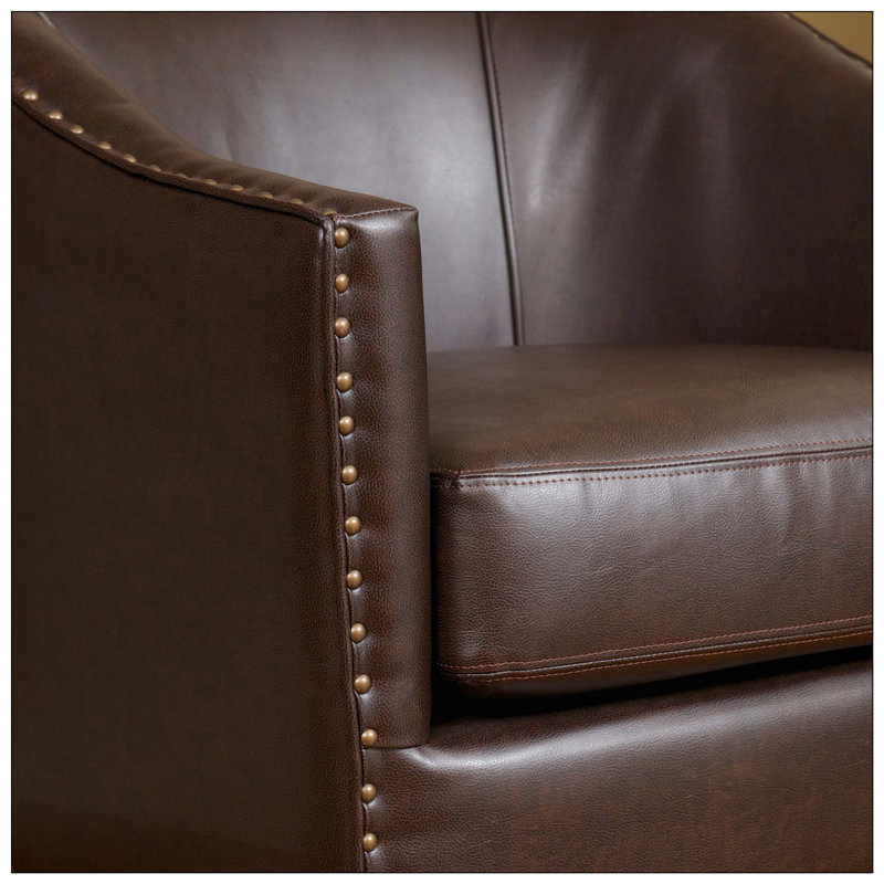 Fauteuil club en cuir reconstitué pour siège confortable, Brun