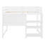 Lit mezzanine double en bois avec tablettes, bureau et tableau d'écriture - Blanc