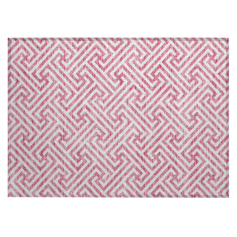 Washable Geometric Indoor / Outdoor Rug, Rectangle 1'8" x 2'6"