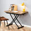 Table relevable multifonctionnelle avec pattes en métal noir de 2 cm d'épaisseur, aspect bois, idéale pour coiffeuse, bureau ou espace de travail. Coins arrondis, design moderne et épais. Utilisations multiples : table basse, table à manger, etc. Montage facile.