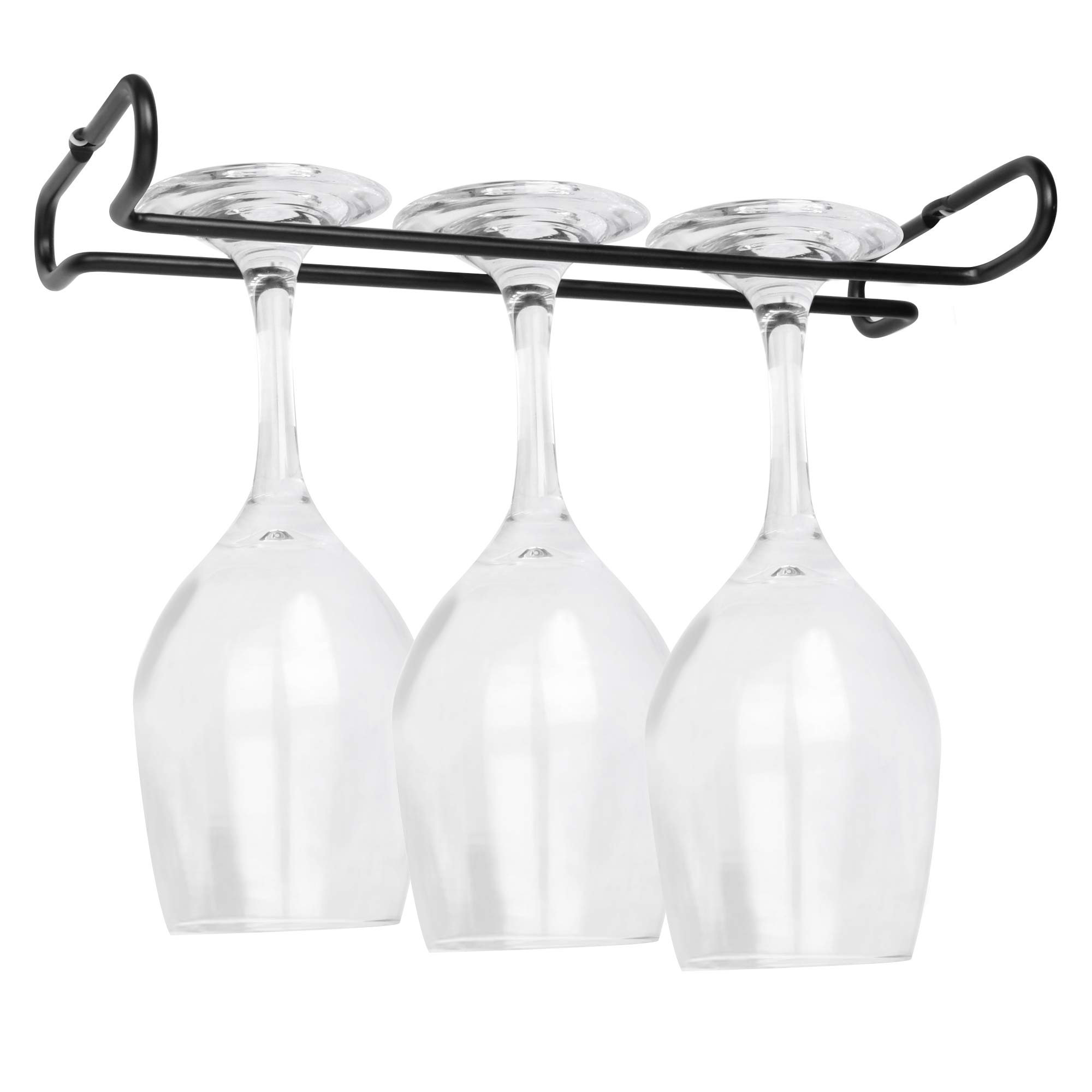 Glass Rack Han 17 Stories 4-Pack Black Wrought Iron Hanging Wine Glass Racks - Under ...