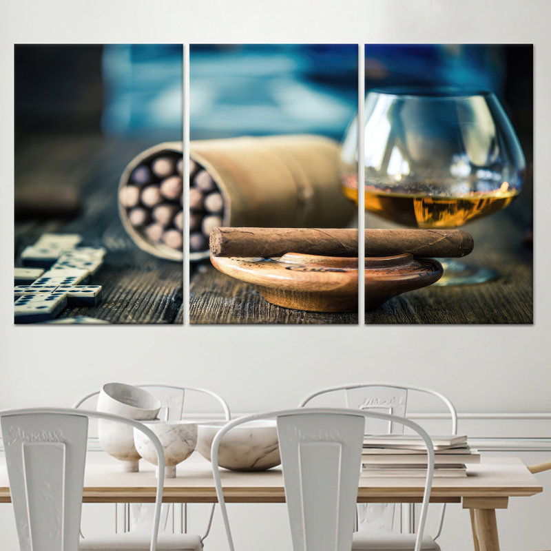 Impression sur toile en verre Brandy Circle, Bar ou Man Cave, toile tendue 3P, H: 27,6 po x l: 59,1 po