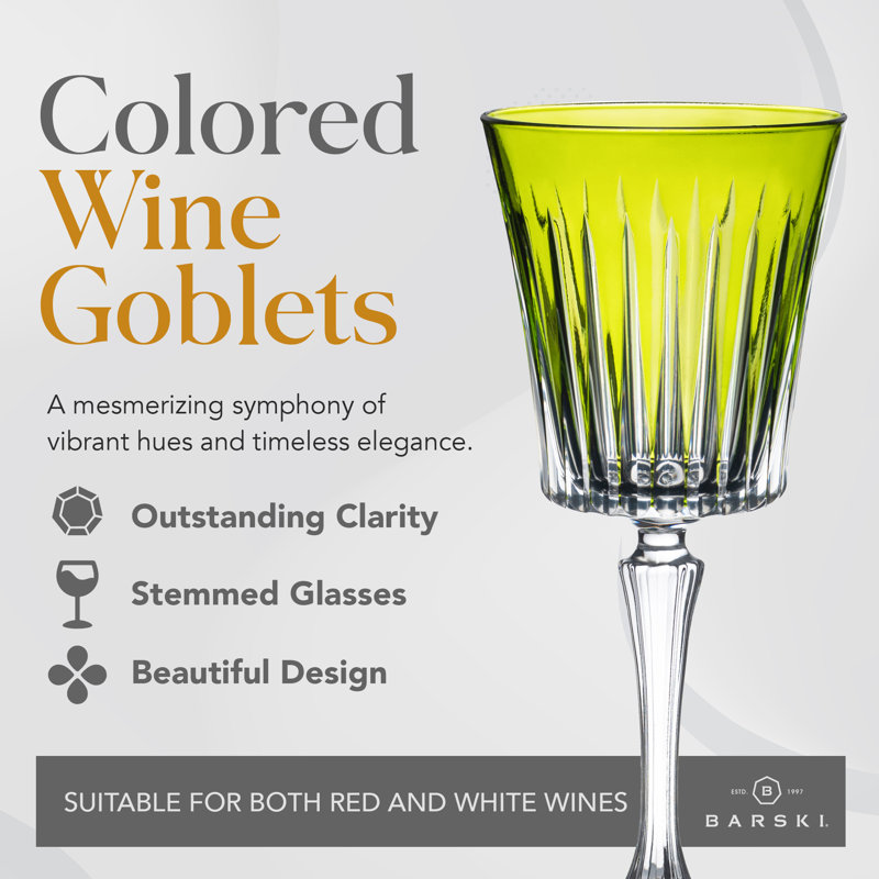 Colored Wine Glasses - Set of 6 Wine Goblets - Glassware - Water Goblets - 7.5 oz, Purple, Green