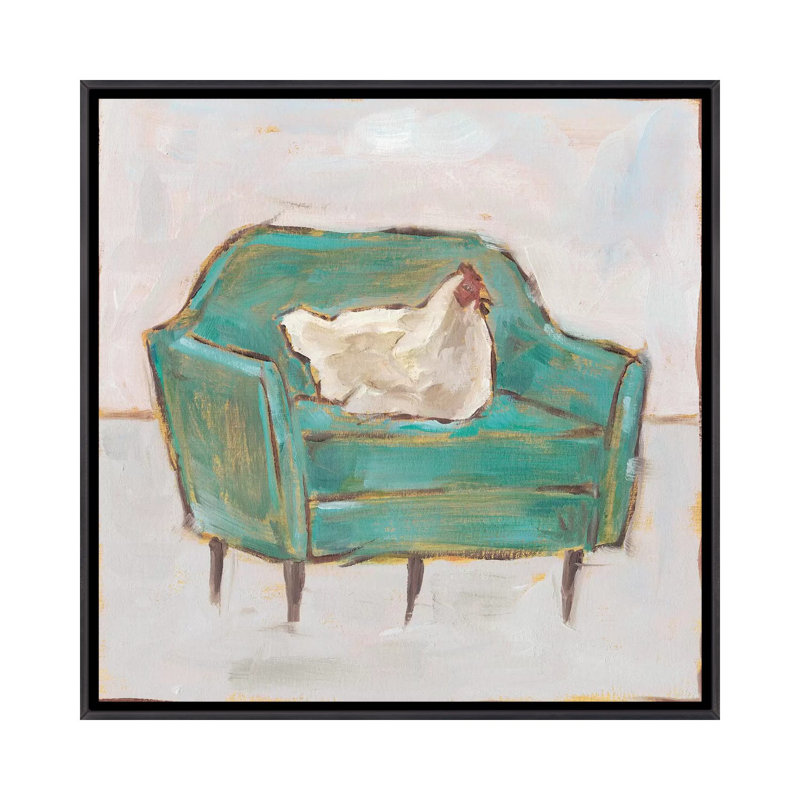 «Creature Comforts VII» par Ethan Harper - reproduction d'art, H 26 po x l 26 po x P 1,5 po, Toile avec cadre noir patiné