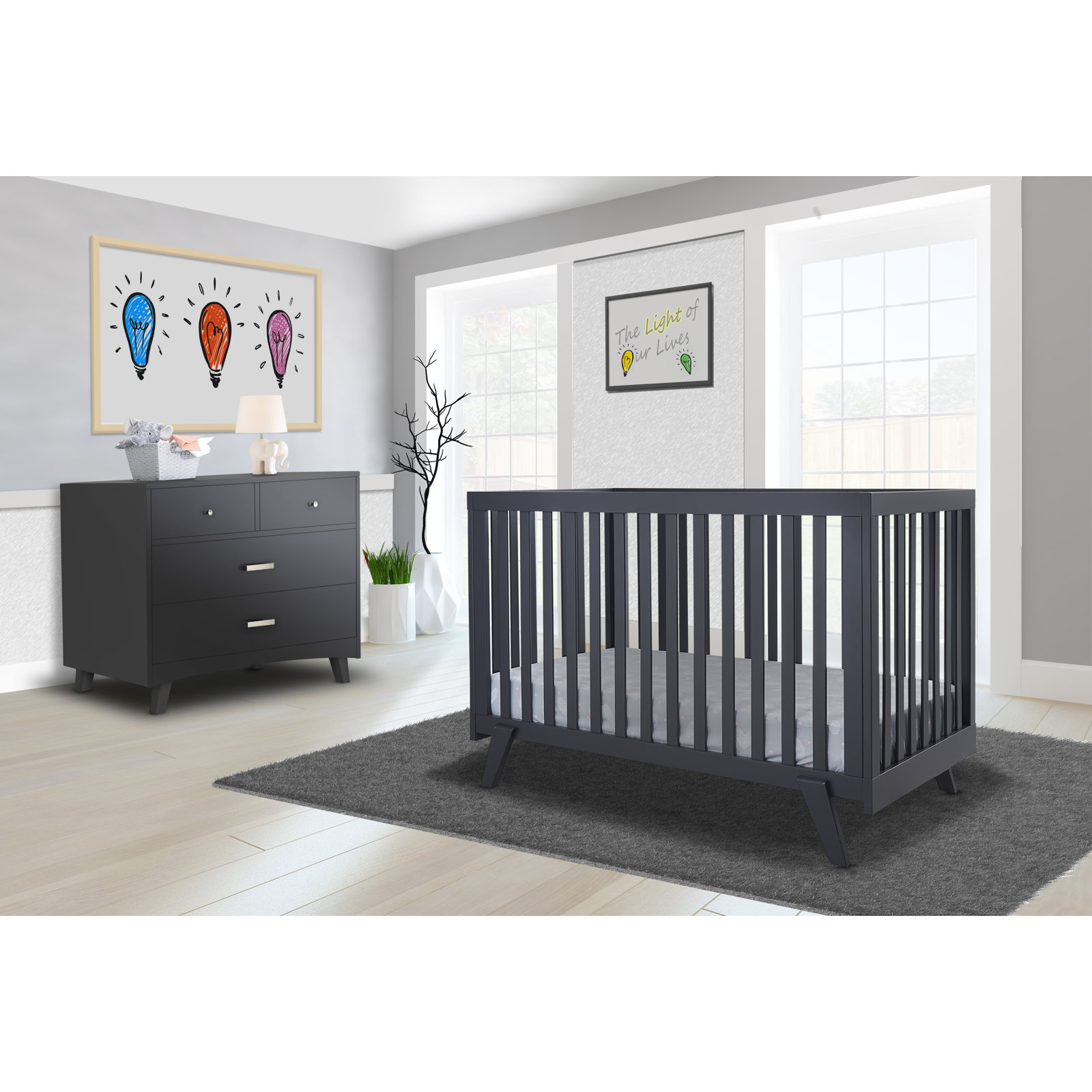 Luce 2-in-1 Convertible Crib, Midnight