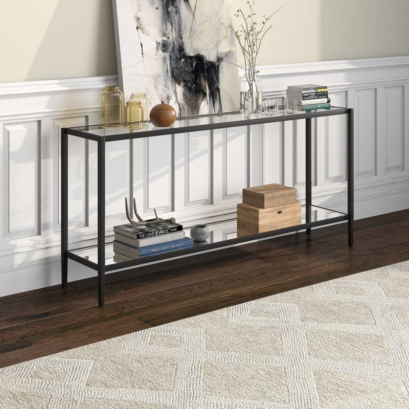 Hera Console Table, 76.2cm H x 162.6cm W x 35.6cm D, Brass