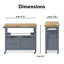 Gerolakkos ClickDecor Anson, îlot de cuisine avec rangement, table de bloc de boucher, roulettes et rangement d'armoire portable pour les essentiels de la maison, gris