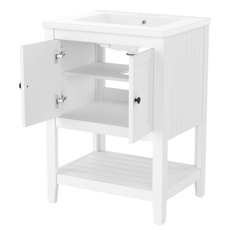 Meuble-lavabo 24 po avec lavabo en céramique, Blanc