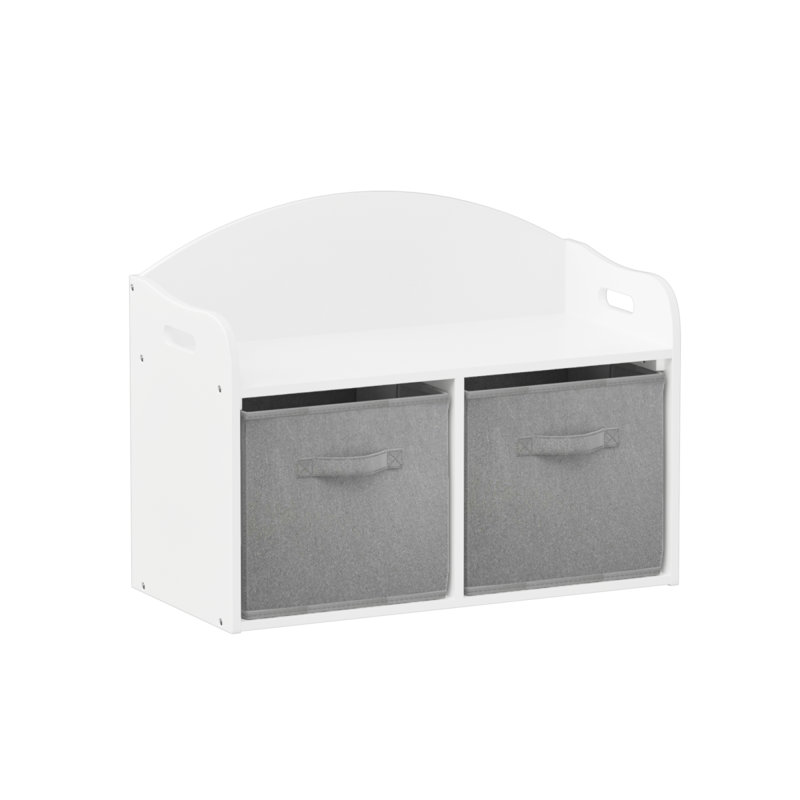 Boîte à jouets / banc en bois pour enfants avec tiroirs en tissu pliables, rangement pour jouets, blanc