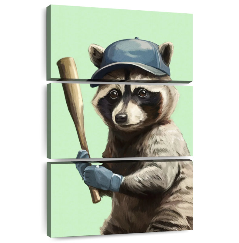Ketti Sporty Racoon - Baseball, 65" H x 42" W