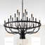 24 - Noir mat - Style bougie en fer industriel pour le salon, la chambre à coucher et la cuisine. Conception moderne suspendue. Option de hauteur réglable. Ampoule E12 non incluse. Luxe américain