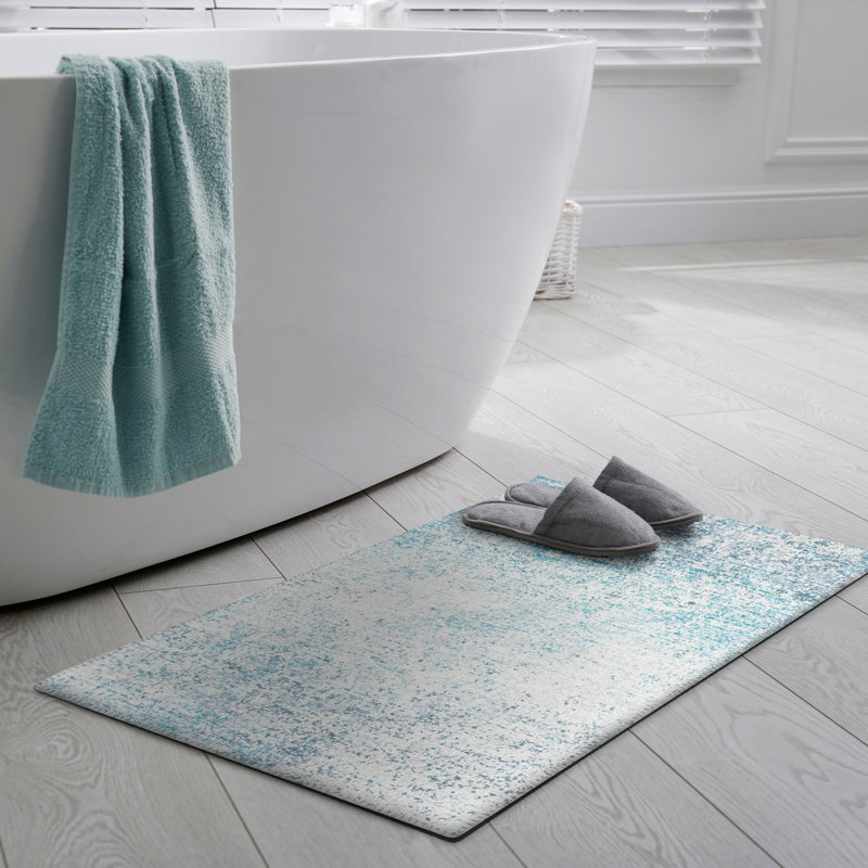 Zamarie Abstract Machine Woven Area Rug in Blue/White, Rectangle 1'8" x 2'6"