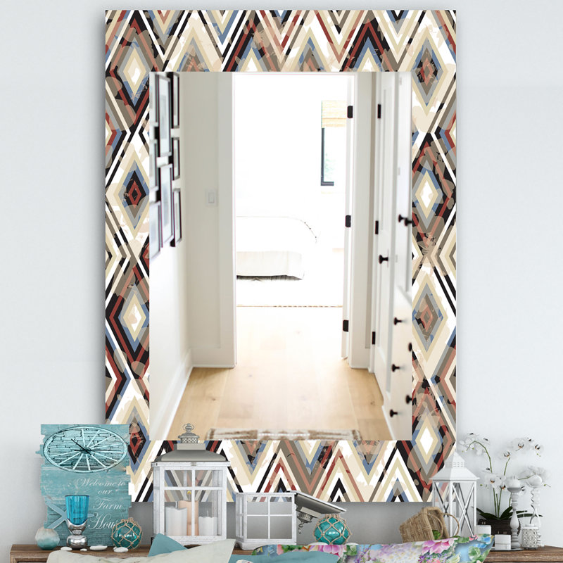 Miroir mural à losanges rétro, H 39,4 po x l 29,5 po