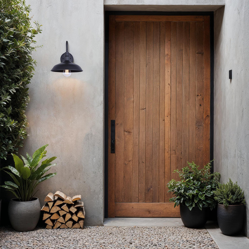 Aarilyn Outdoor Gooseneck Barn Light, Rustic Black Finish