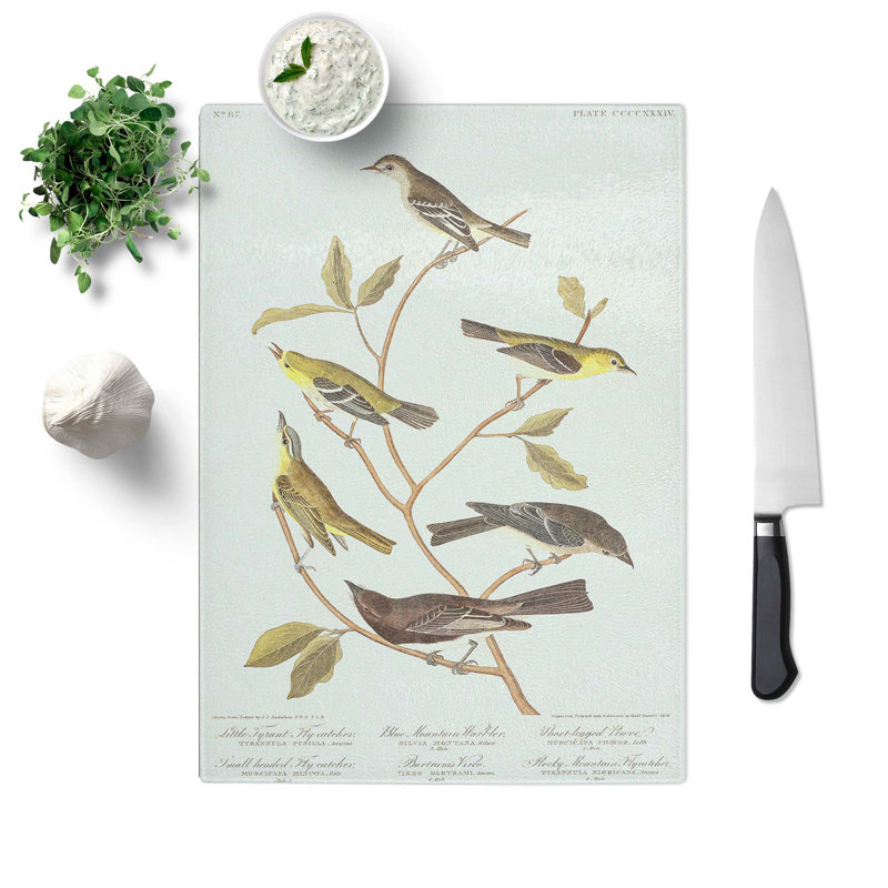 Tempered Glass Collection of Birds Chopping Board, 28.5 cm W x 39 cm L