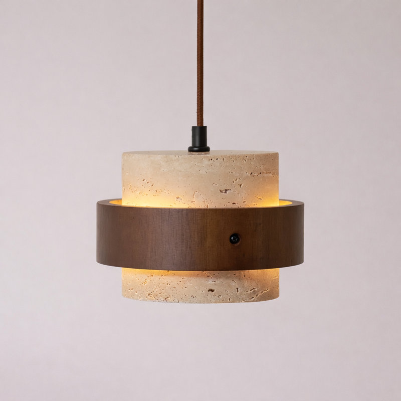 Luminaire suspendu moderne en pierre naturelle et bois