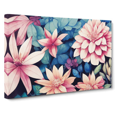 Boundless Watercolour Flowers - Wrapped Canvas Painting