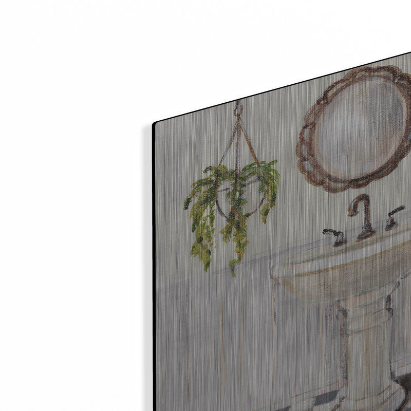 Art mural en métal luxueux «Crisp Cottage Bathroom 2» par Silvia Vassileva, 12 po x 12 po
