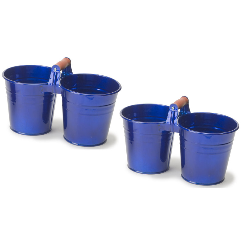 Pot à fleurs en acier galvanisé Kilroot, Bleu verni, 2