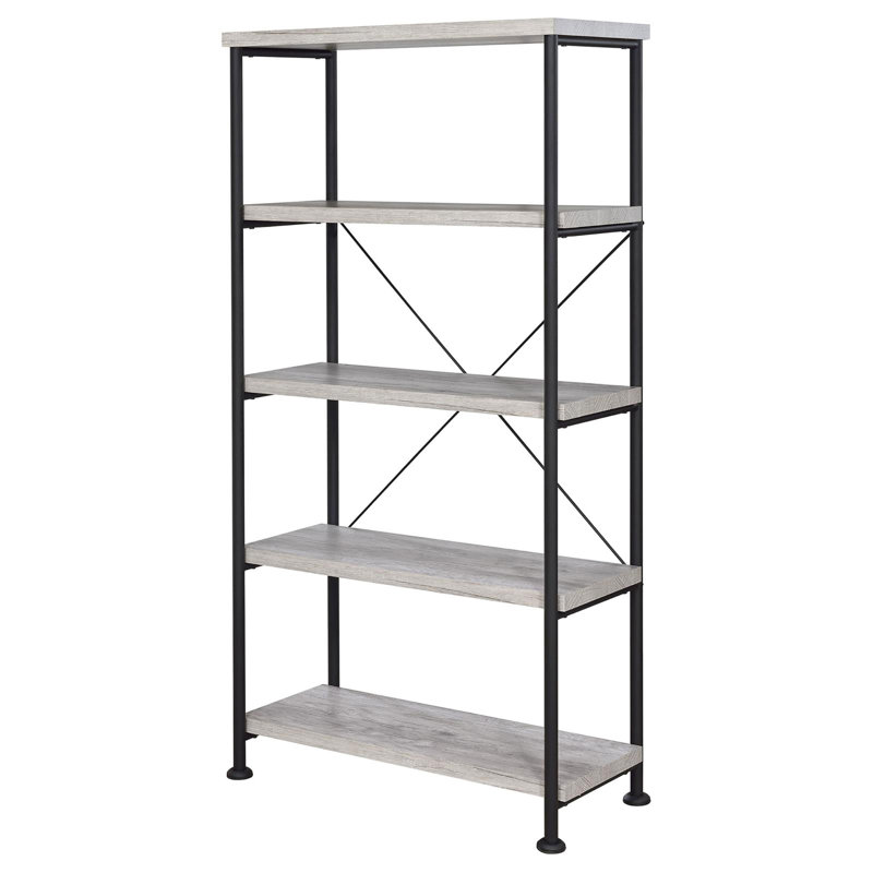 Bibliothèque à 4 tablettes, Gris / Noir