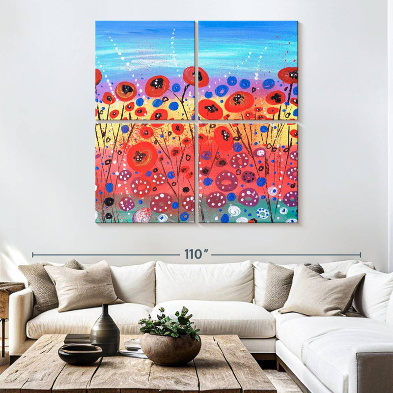 Floraison en été, H 74 po x l 74 po