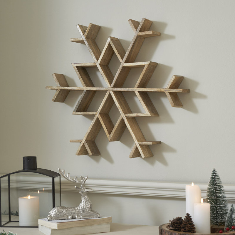 Petit flocon de neige en bois naturel, H 23 po x l 23 po x P 2,75 po