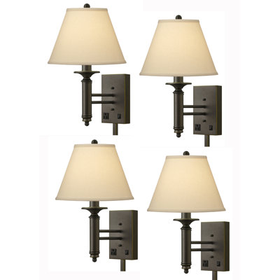 Traditional Madison Bronze Plug-in Armed Sconce
