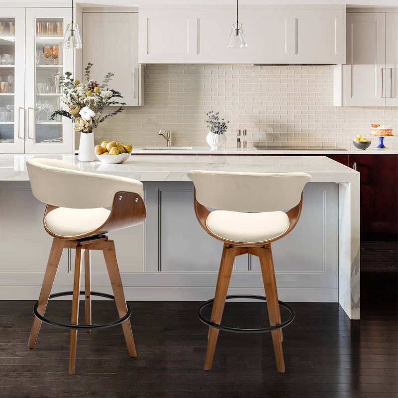 Joeanne Faux Leather Swivel 26'' Counter Stool (Set of 2)