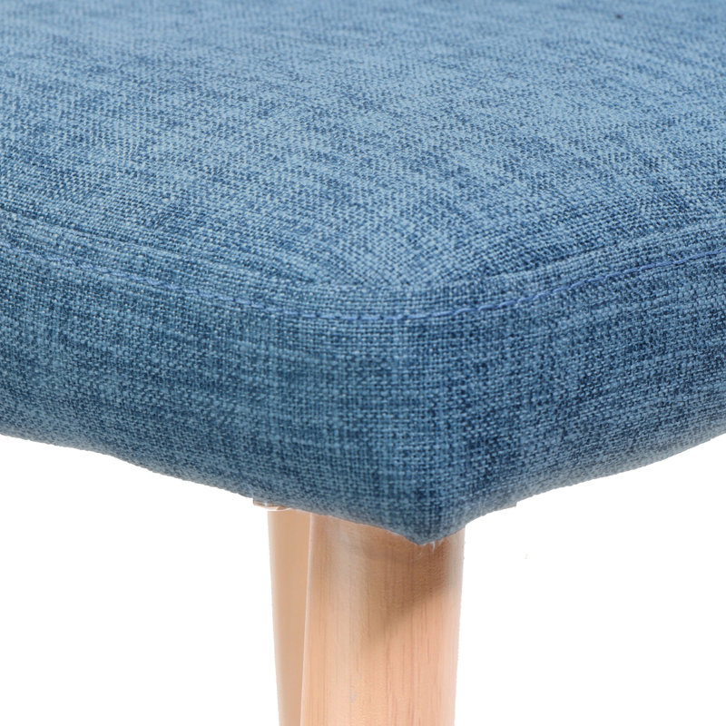Chaise d'appoint rembourrée Darton, Bleu / bois beige