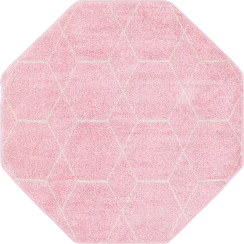 Debrodie Geometric Area Rug, Octagon 7'10" x 7'10", Pink