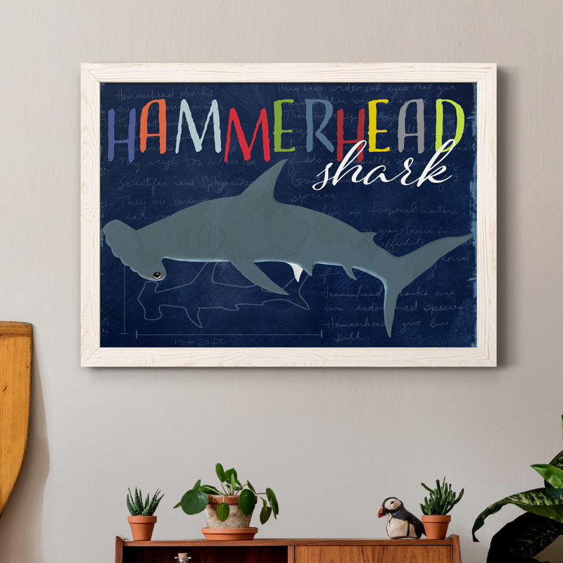 " Hammerhead Shark " Painting Print, White, 31.5" H x 23.5" W x 1.5" D